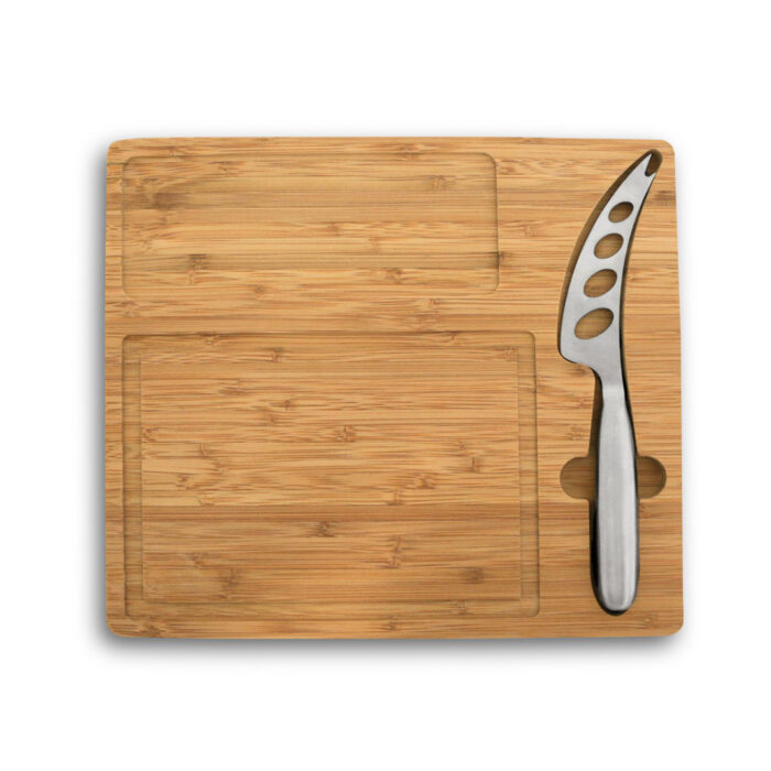 Kit queijo em bambu e inox - 2 peças