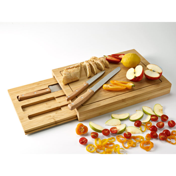 Conjunto de tábuas em bambu com 3 facas inclusas - Imagem 7