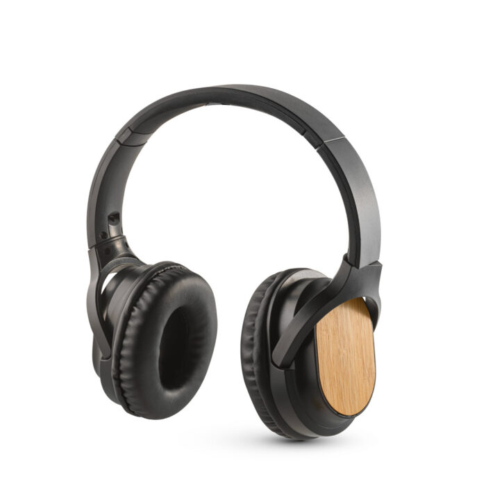 Fones de ouvido (head-fone) wireless em bambu e ABS