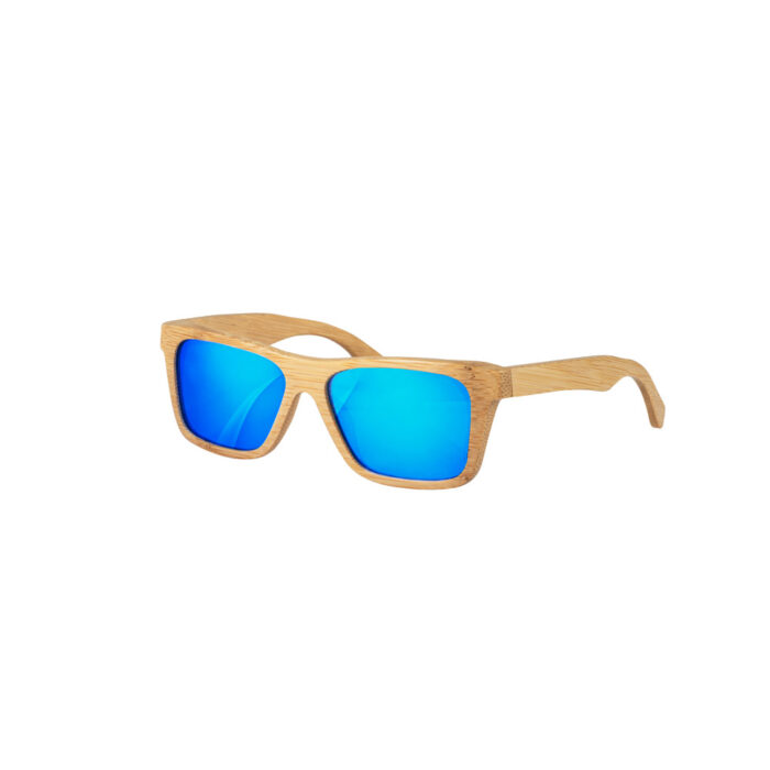 Óculos de sol em bambu com lentes espelhadas