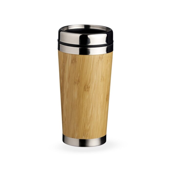 Copo térmico 500 mL em bambu e inox