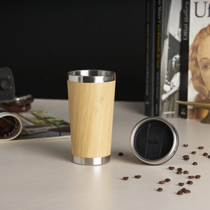 Copo térmico 500 mL em bambu e inox - Imagem 3