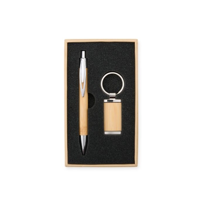 Kit caneta e chaveiro em bambu - Imagem 2