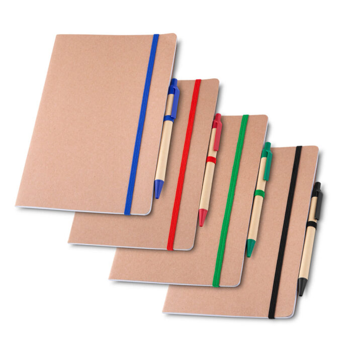 Caderno com capa kraft e caneta