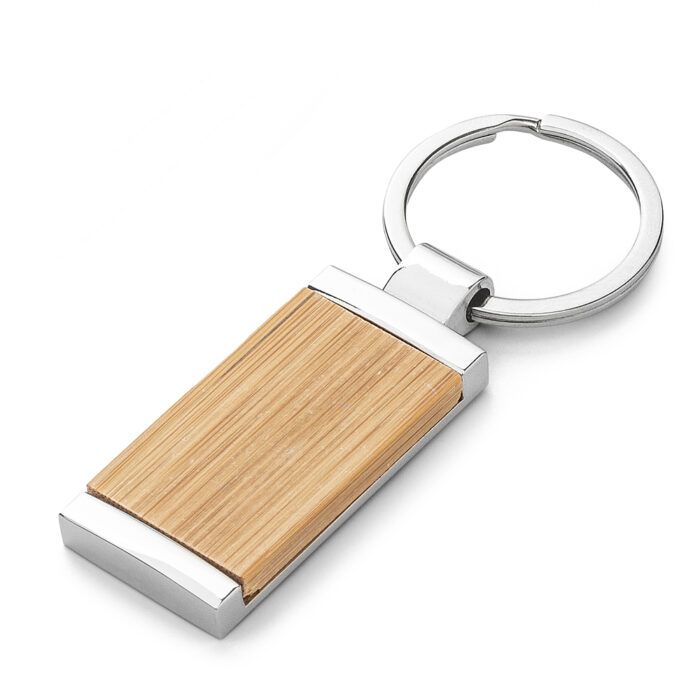 Chaveiro de metal e bambu