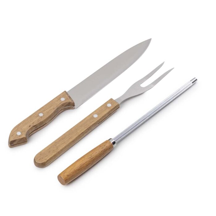 Kit churrasco em bambu, madeira e inox - 4 peças - Imagem 2