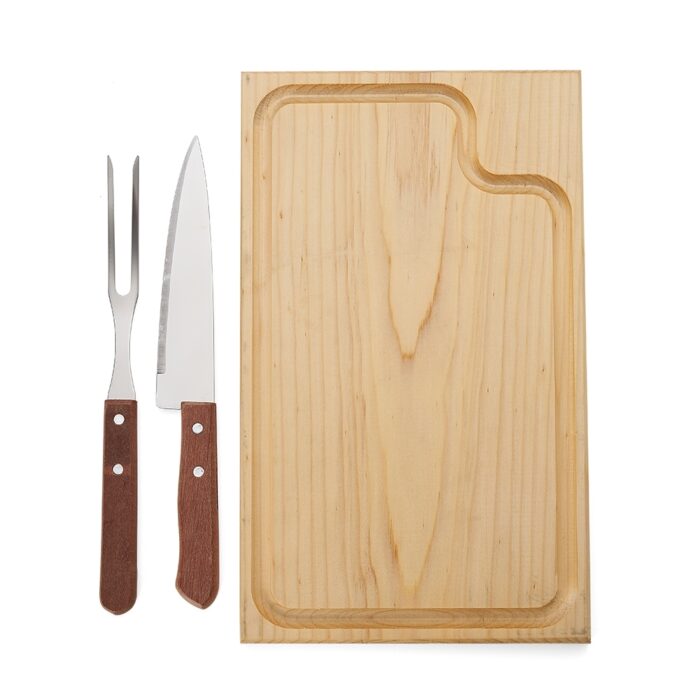 Kit churrasco em madeira e inox - 3 peças - Imagem 2