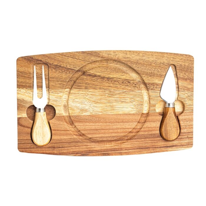 Kit queijo em madeira e inox - 3 peças