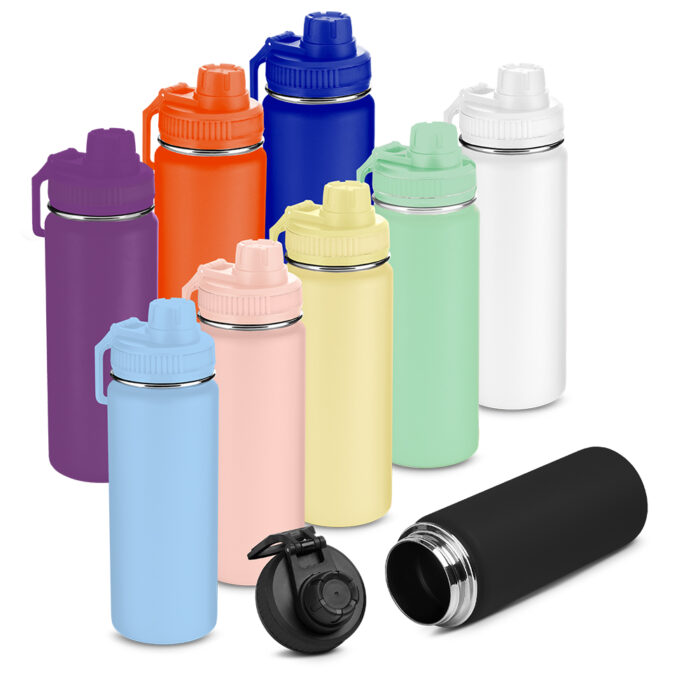 Garrafa térmica colorida de 570 mL em aço inox