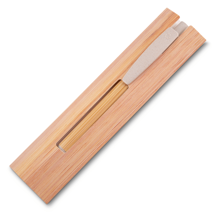Caneta esferográfica em bambu e plástico - Imagem 3