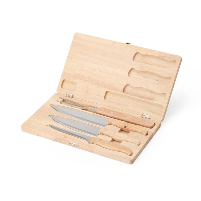 Kit churrasco em madeira e inox - 4 peças
