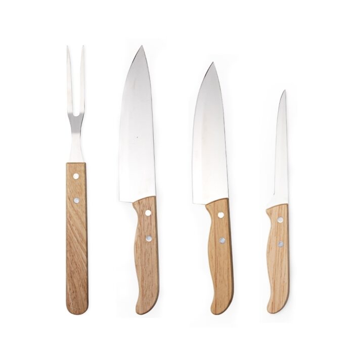 Kit churrasco em madeira e inox - 4 peças - Imagem 4