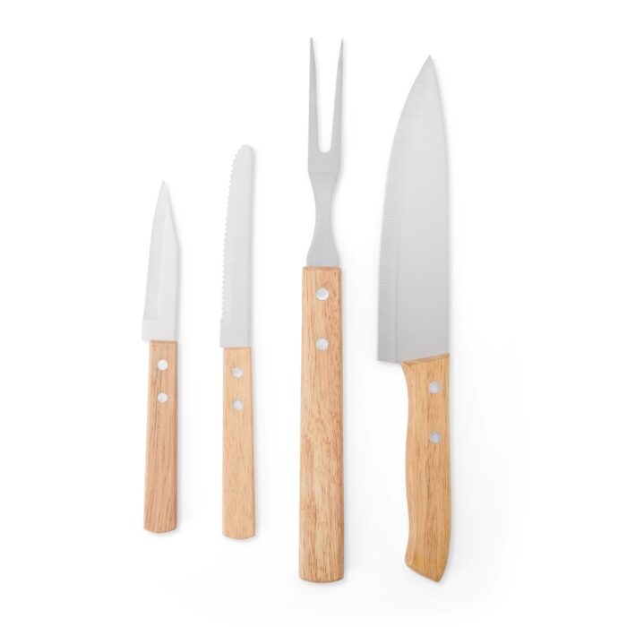 Kit churrasco em bambu, madeira e inox - 5 peças - Imagem 5