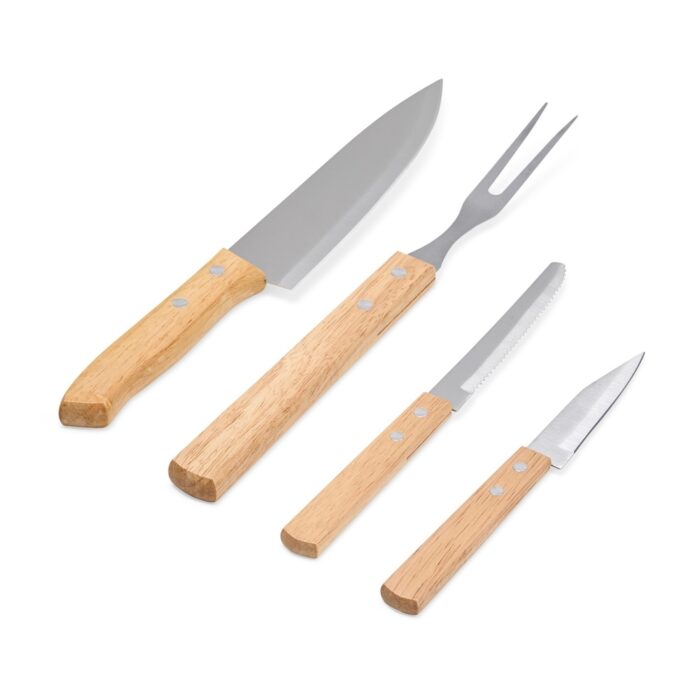 Kit churrasco em bambu, madeira e inox - 5 peças - Imagem 6